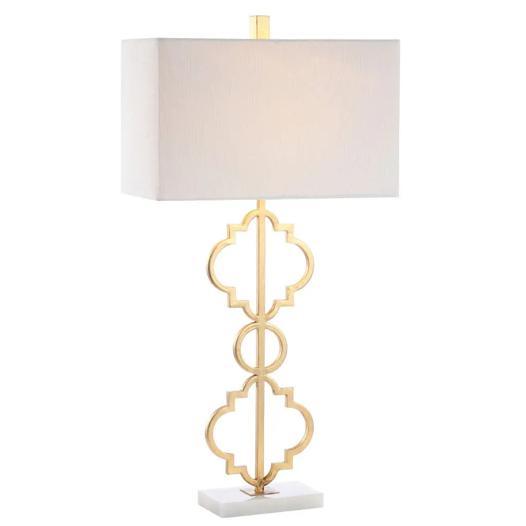 32" White Geometric Table Lamp With Shade Homeroots Lighting