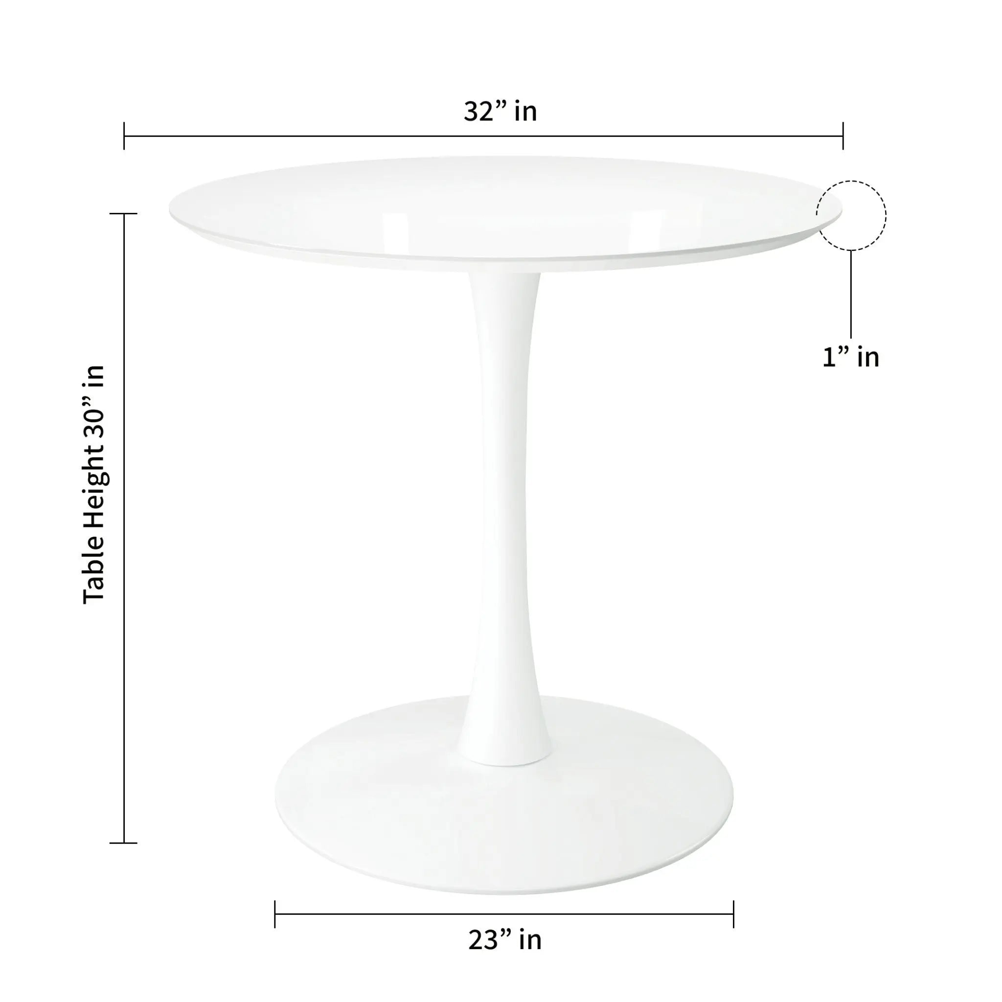 32" White Metal Dining Table Homeroots Kitchen & Dining