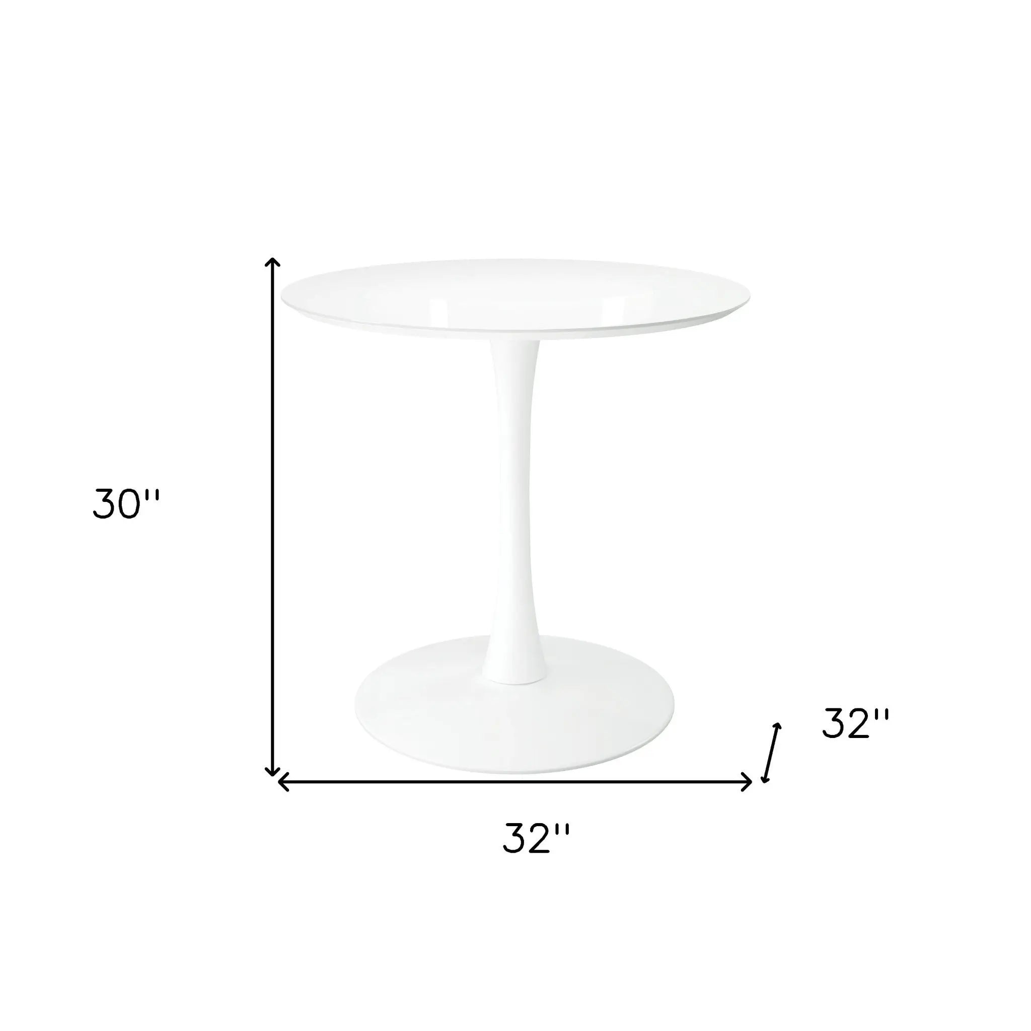 32" White Metal Dining Table Homeroots Kitchen & Dining