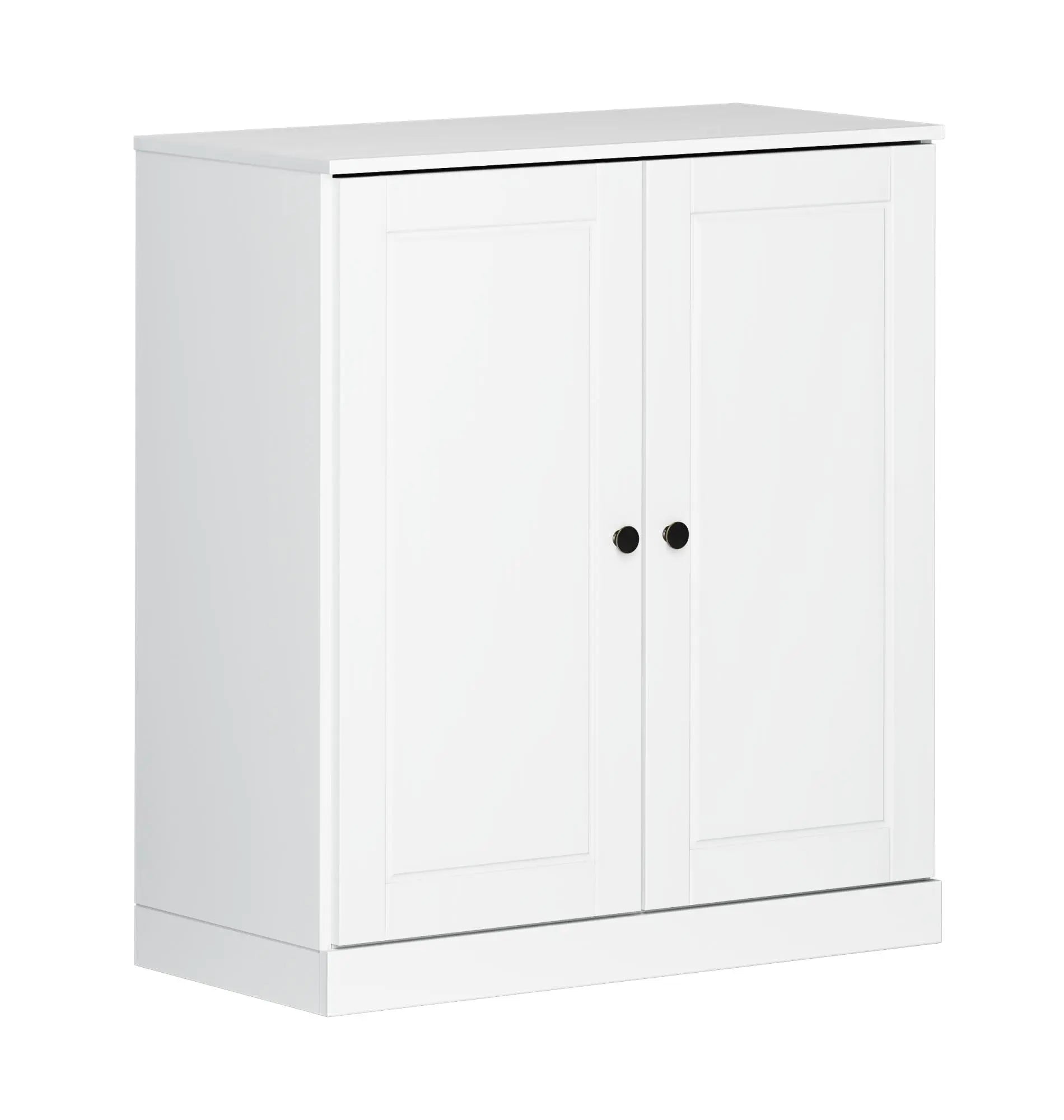 32" White Solid Wood Accent Cabinet With Two Doors Homeroots Kitchen & Dining