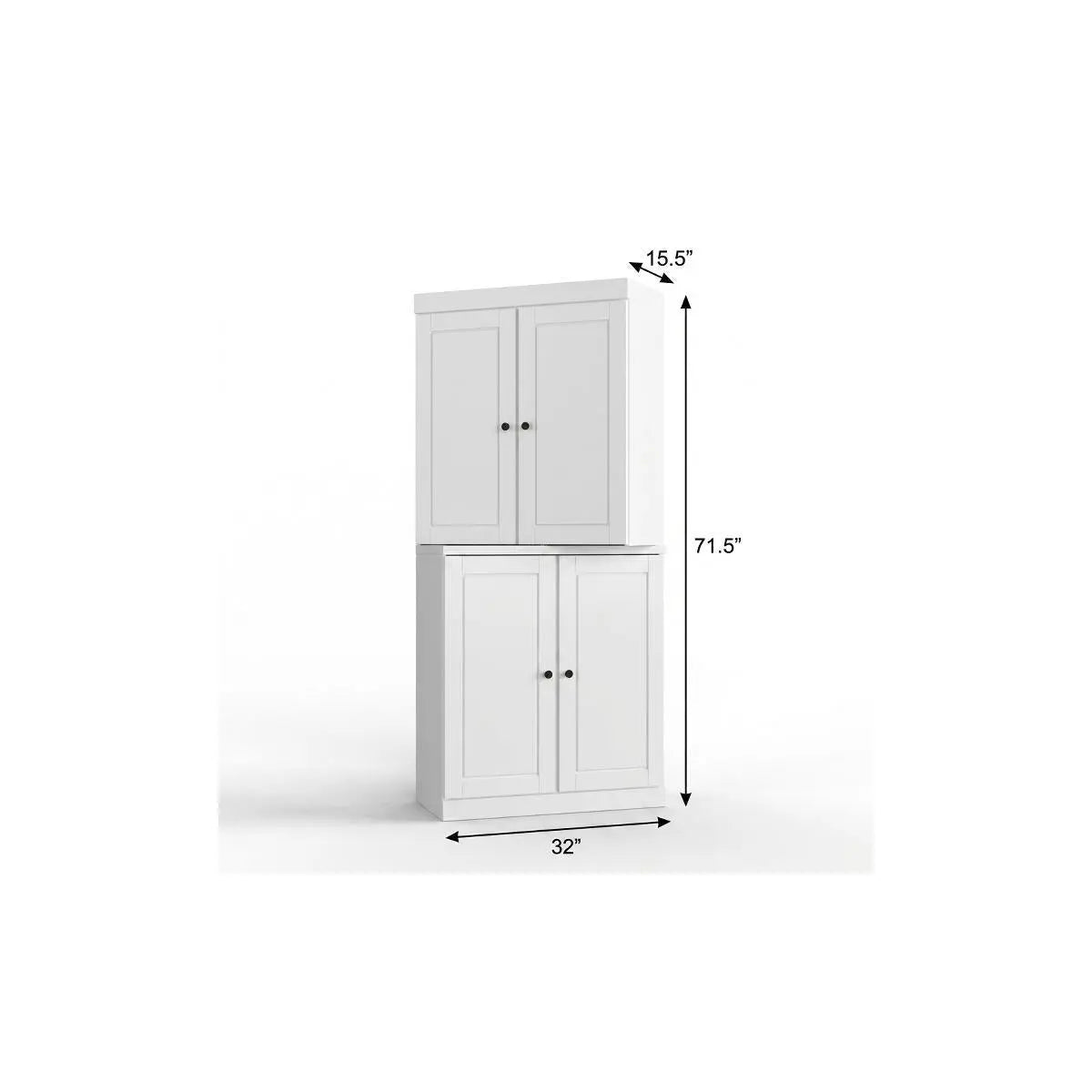 32" White Solid Wood Free Standing Four Door Linen Cabinet Homeroots Organization