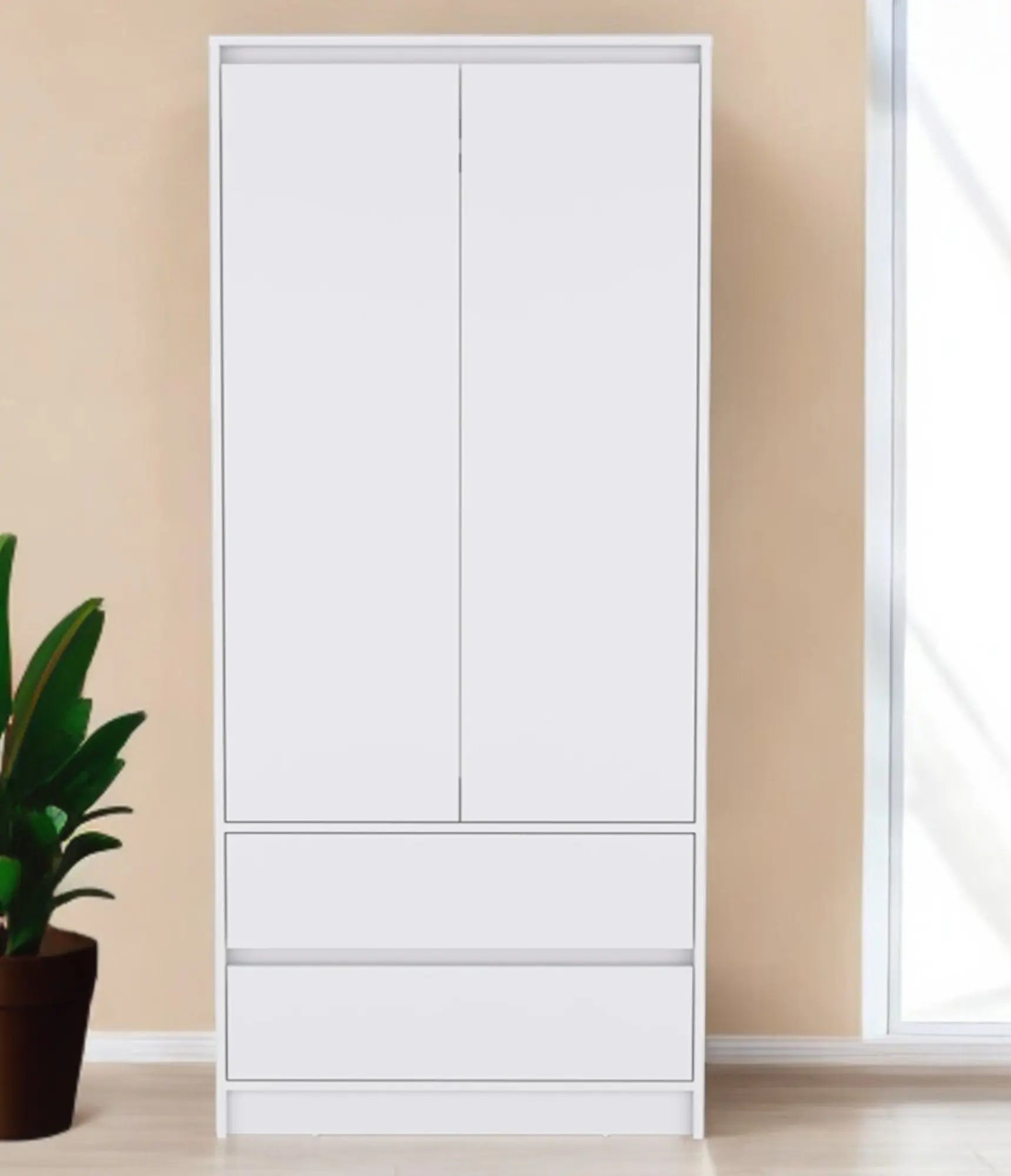 32" White Two Drawer Combo Dresser Homeroots Bed & Bath
