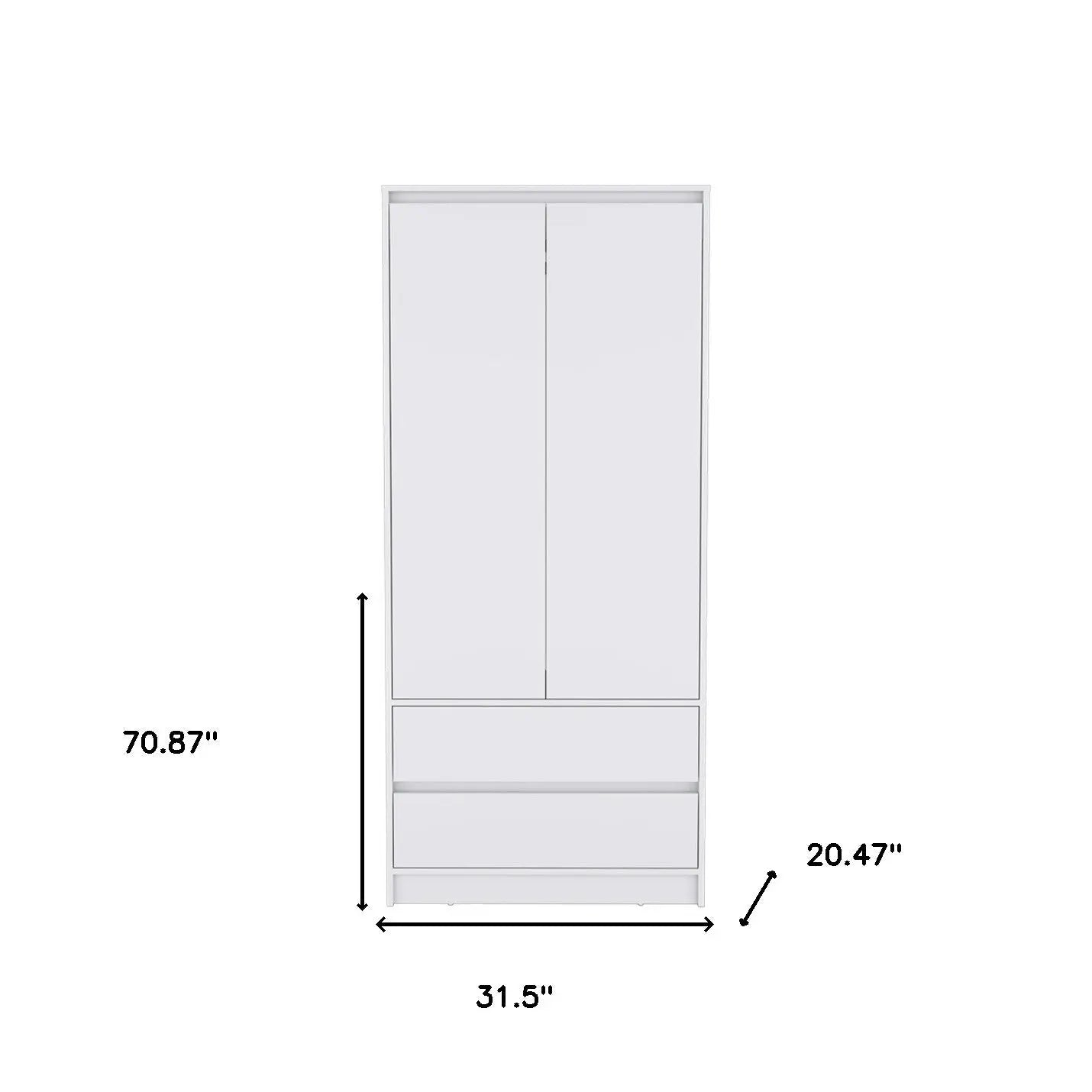 32" White Two Drawer Combo Dresser Homeroots Bed & Bath