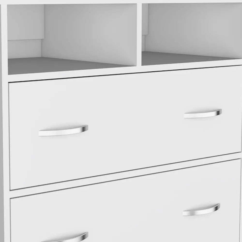 32" White Two Drawer Dresser With Open Shelving Homeroots Bed & Bath