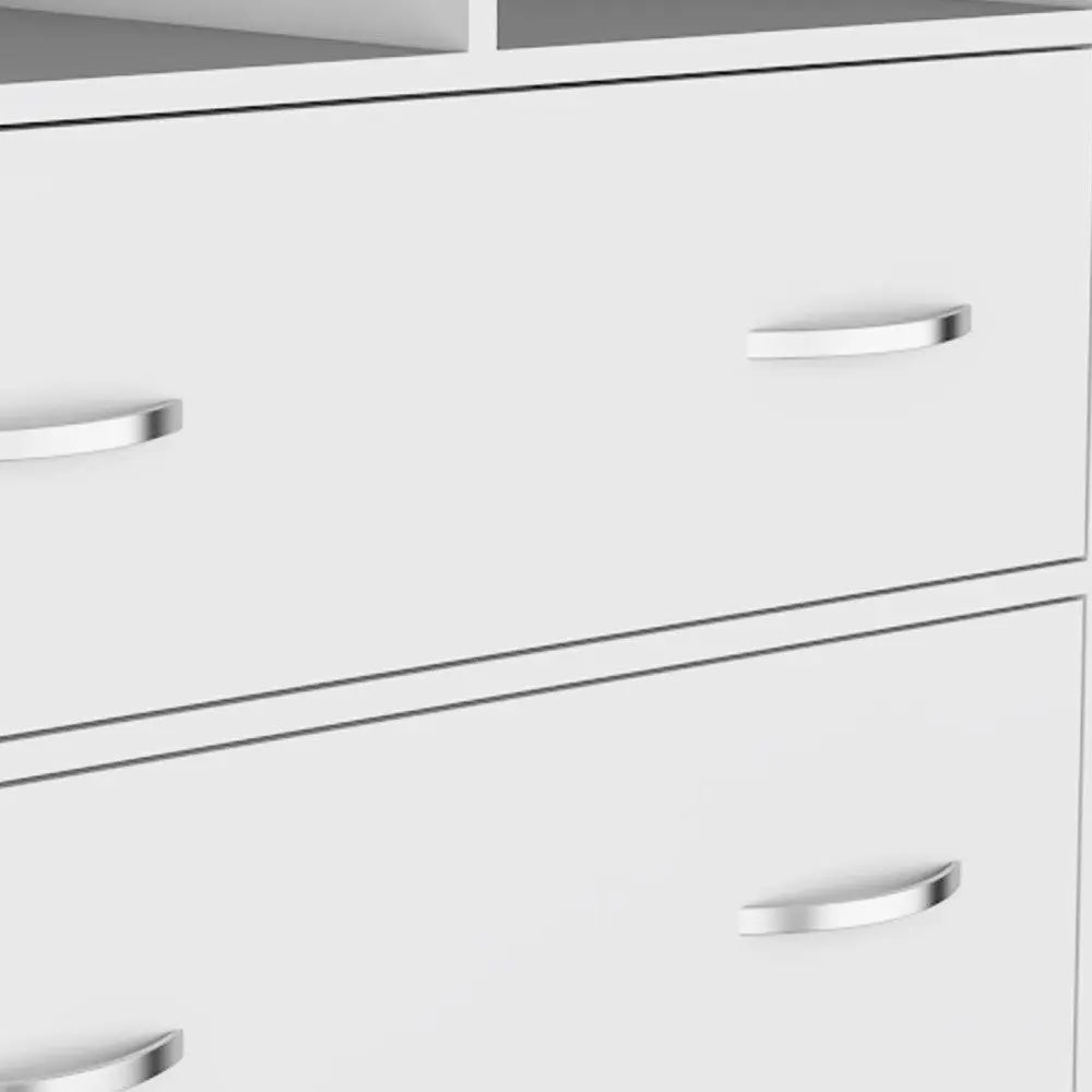 32" White Two Drawer Dresser With Open Shelving Homeroots Bed & Bath
