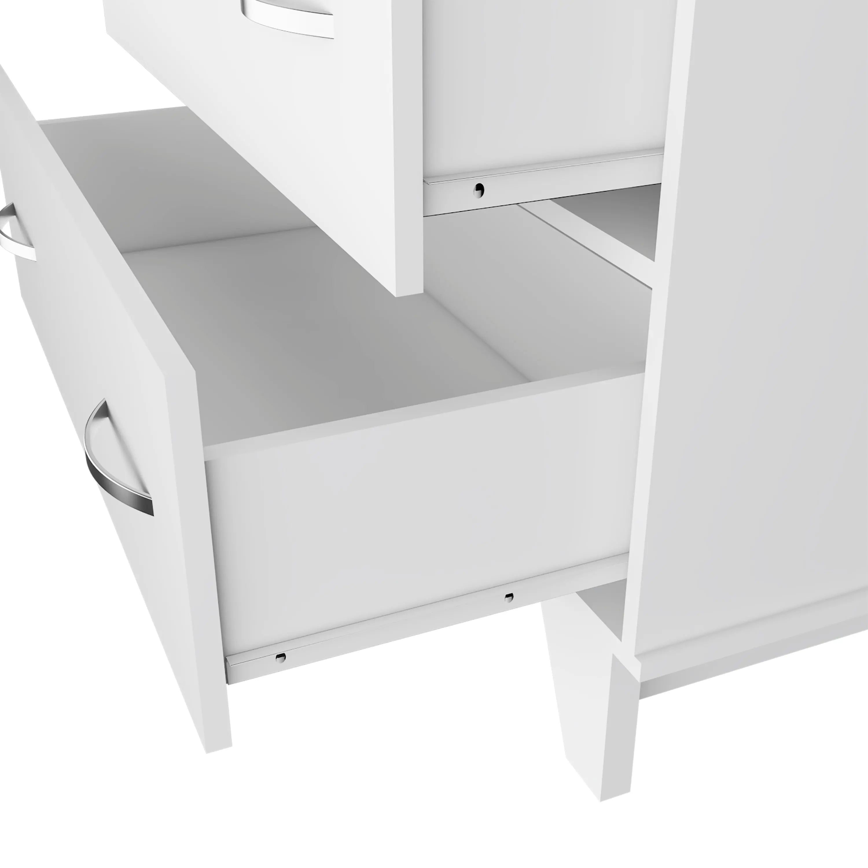 32" White Two Drawer Dresser With Open Shelving Homeroots Bed & Bath