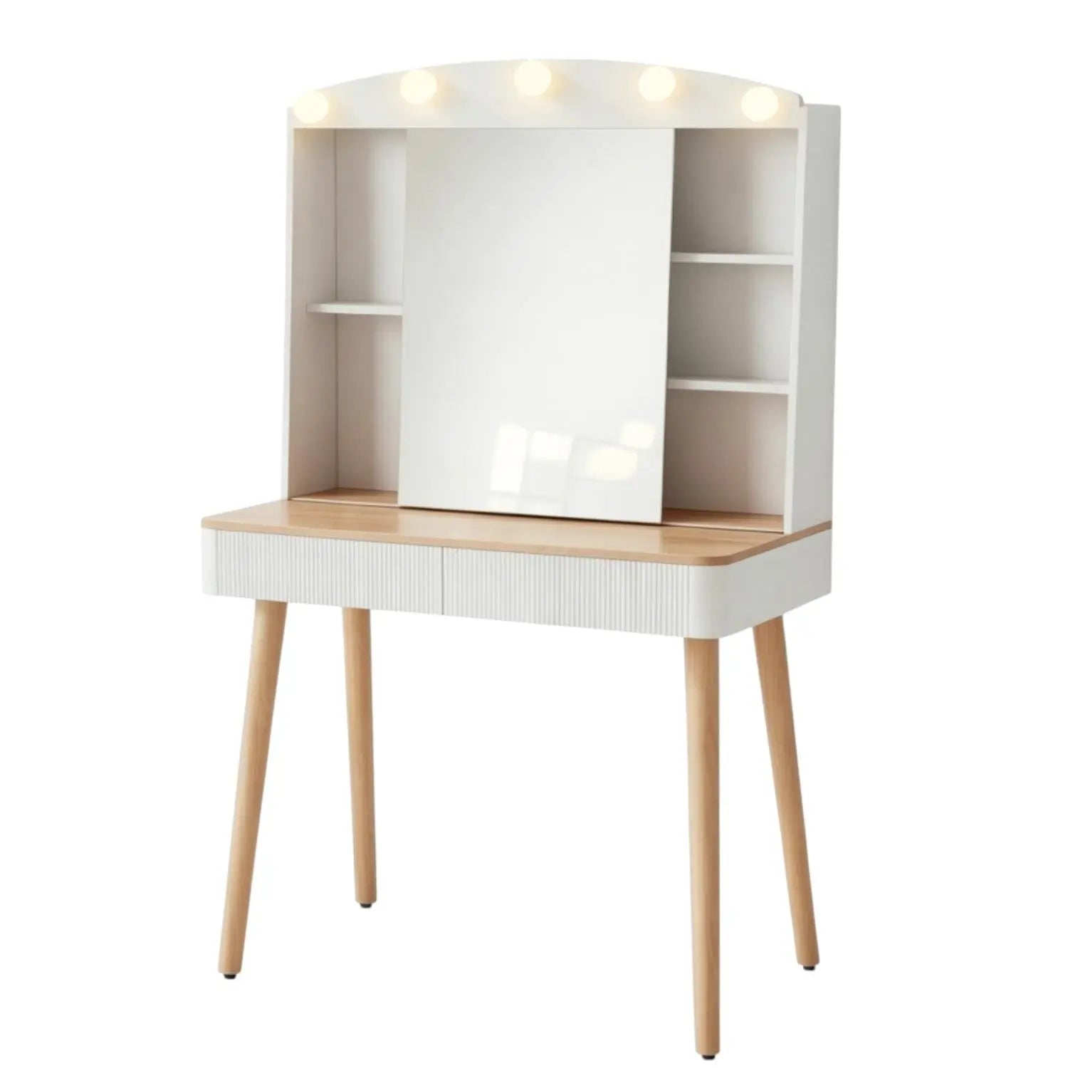 32" White Wood Mirrored Two Drawer Vanity Table Homeroots Living Room