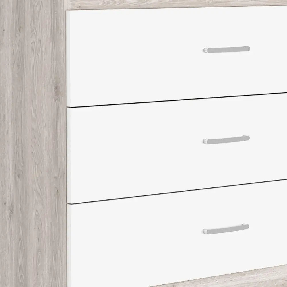 32" White and Gray Three Drawer Dresser Homeroots Bed & Bath