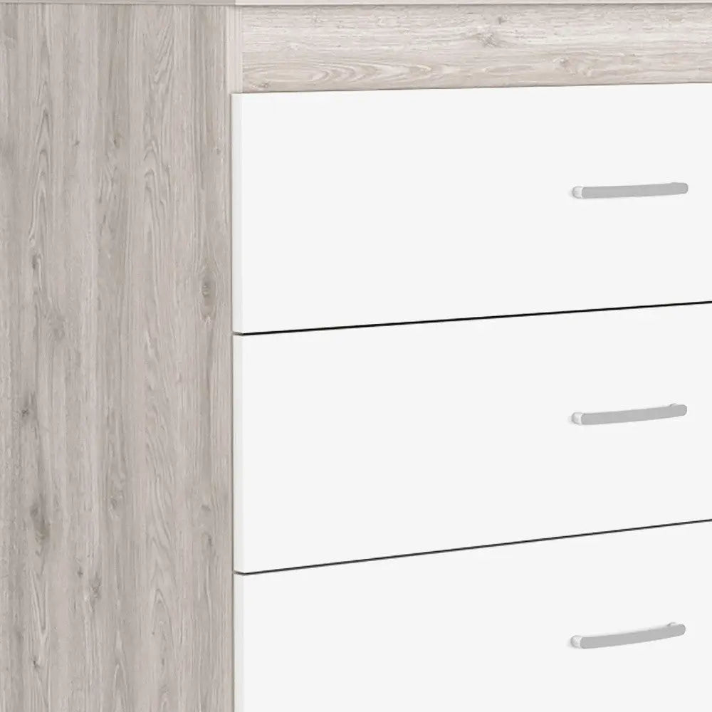 32" White and Gray Three Drawer Dresser Homeroots Bed & Bath