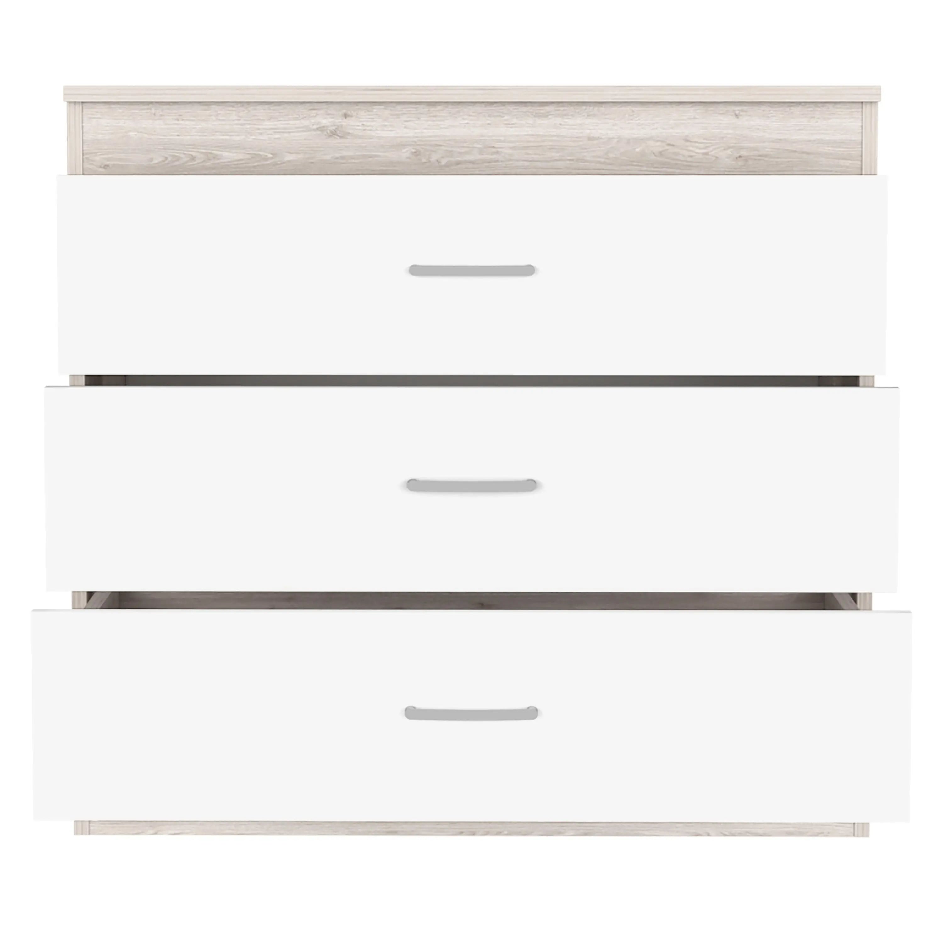 32" White and Gray Three Drawer Dresser Homeroots Bed & Bath