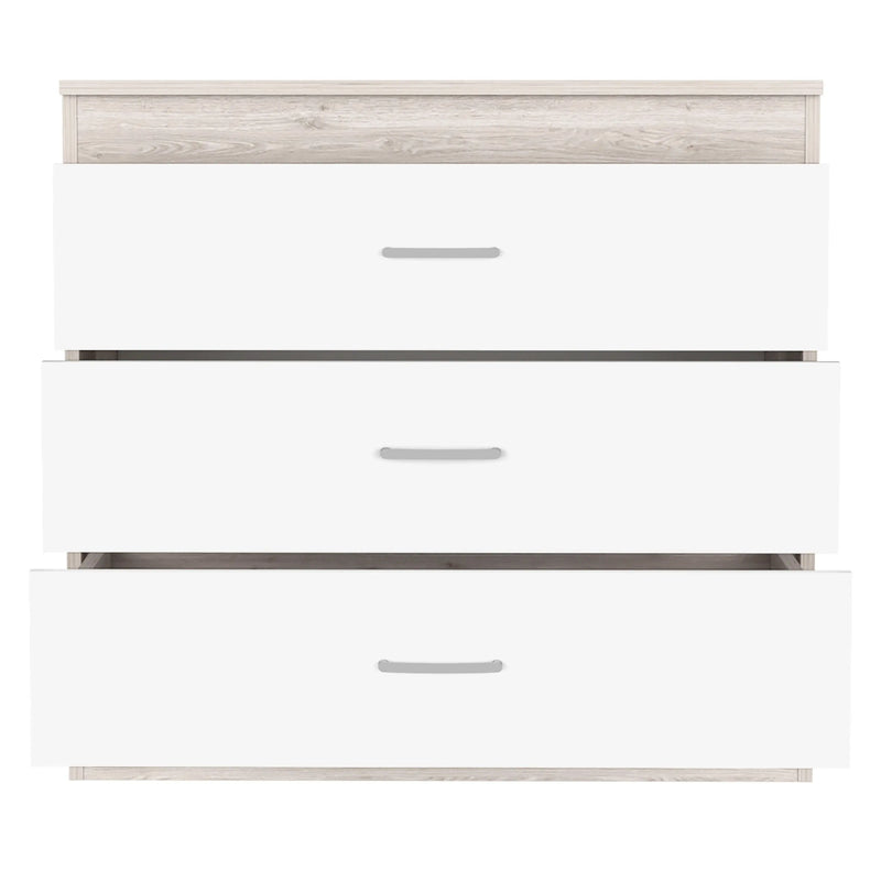 32" White and Gray Three Drawer Dresser Homeroots Bed & Bath