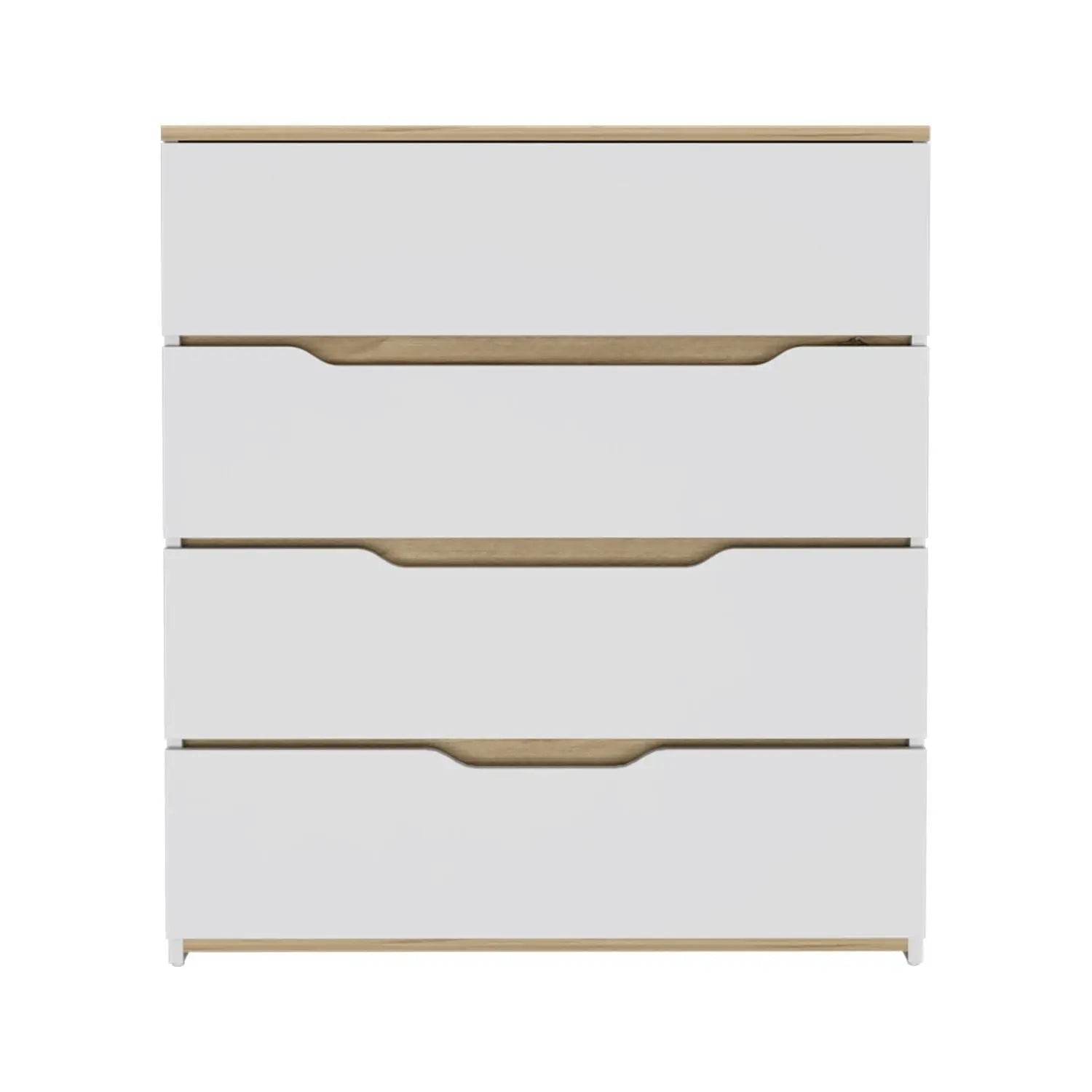 32" White and Natural Four Drawer Dresser Homeroots Bed & Bath