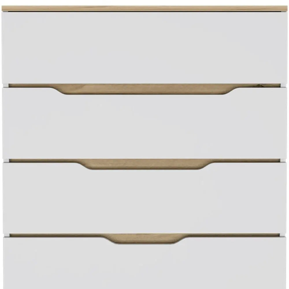 32" White and Natural Four Drawer Dresser Homeroots Bed & Bath
