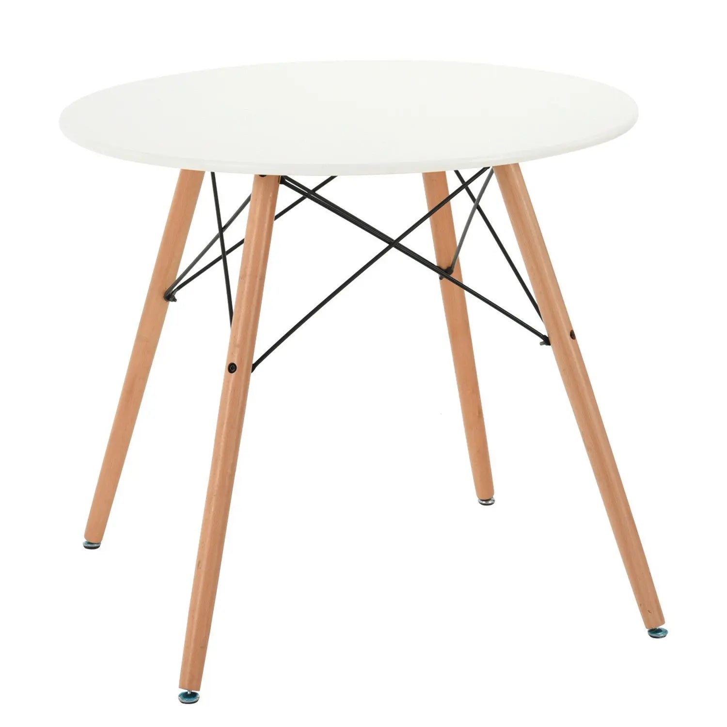 32" White and Natural Wood Round Top Dining Table Homeroots Kitchen & Dining