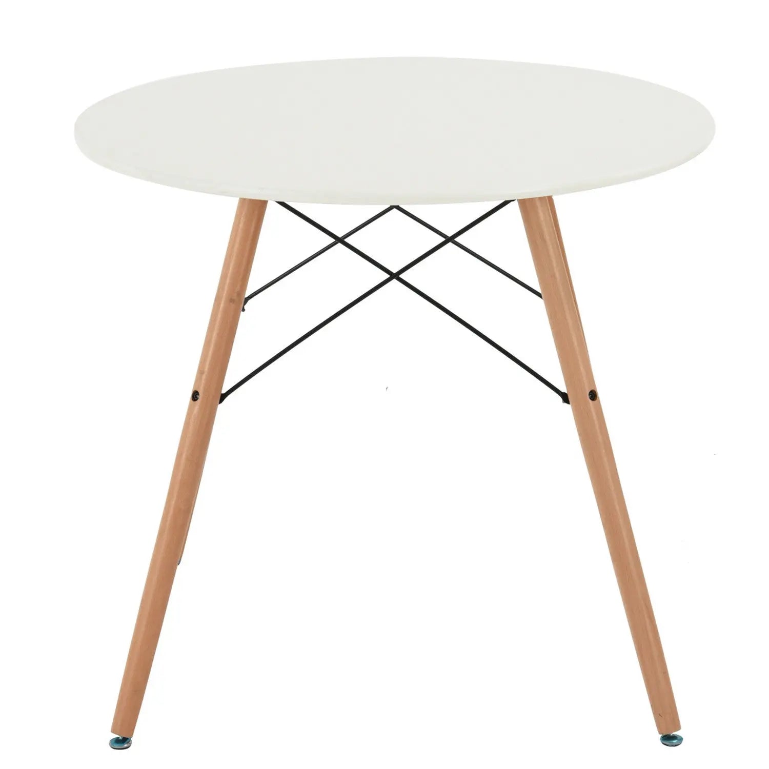 32" White and Natural Wood Round Top Dining Table Homeroots Kitchen & Dining