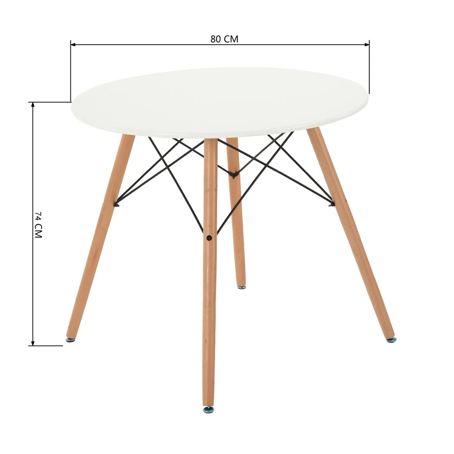 32" White and Natural Wood Round Top Dining Table Homeroots Kitchen & Dining