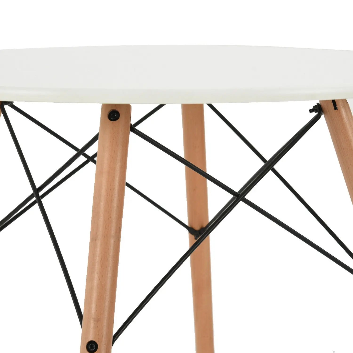 32" White and Natural Wood Round Top Dining Table Homeroots Kitchen & Dining