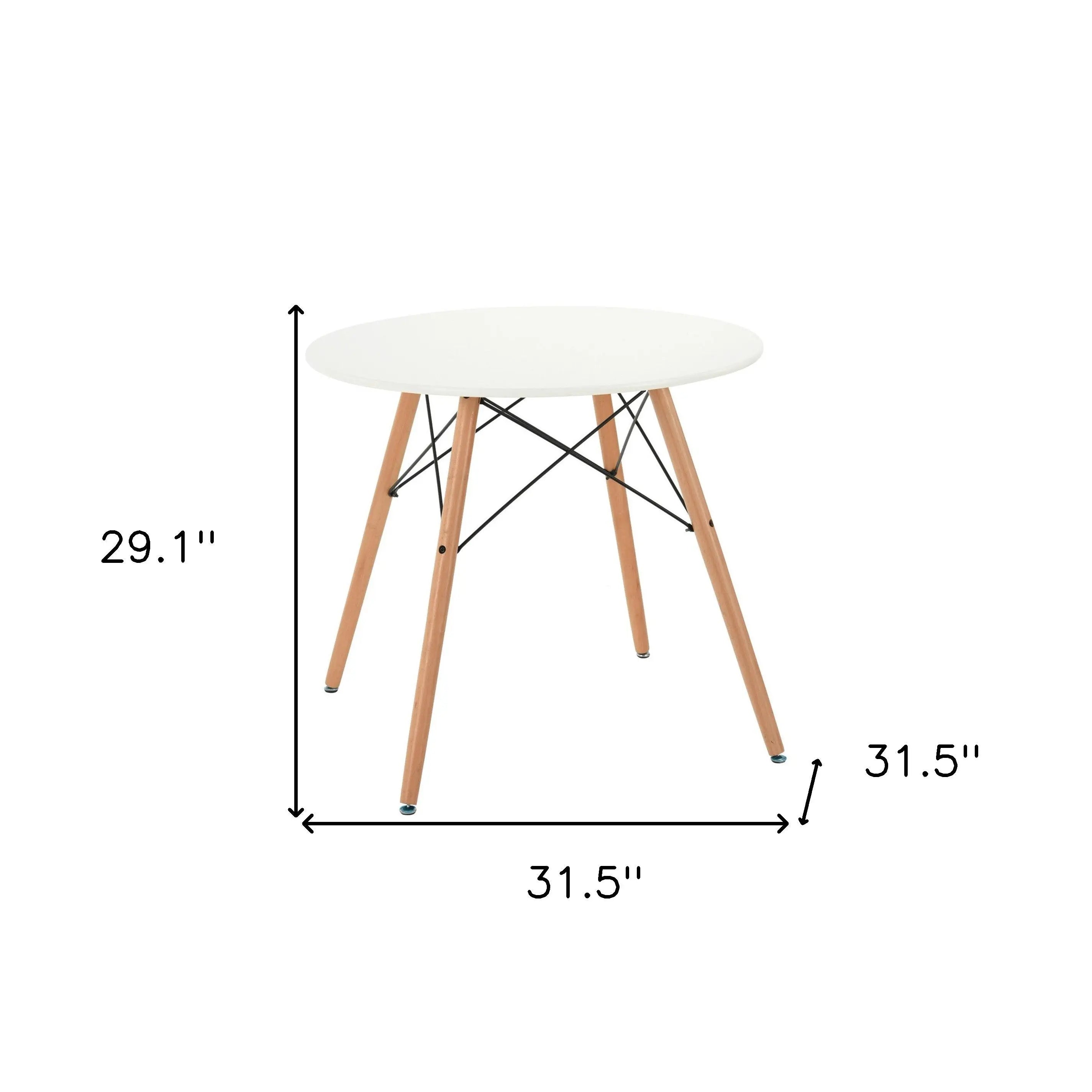 32" White and Natural Wood Round Top Dining Table Homeroots Kitchen & Dining