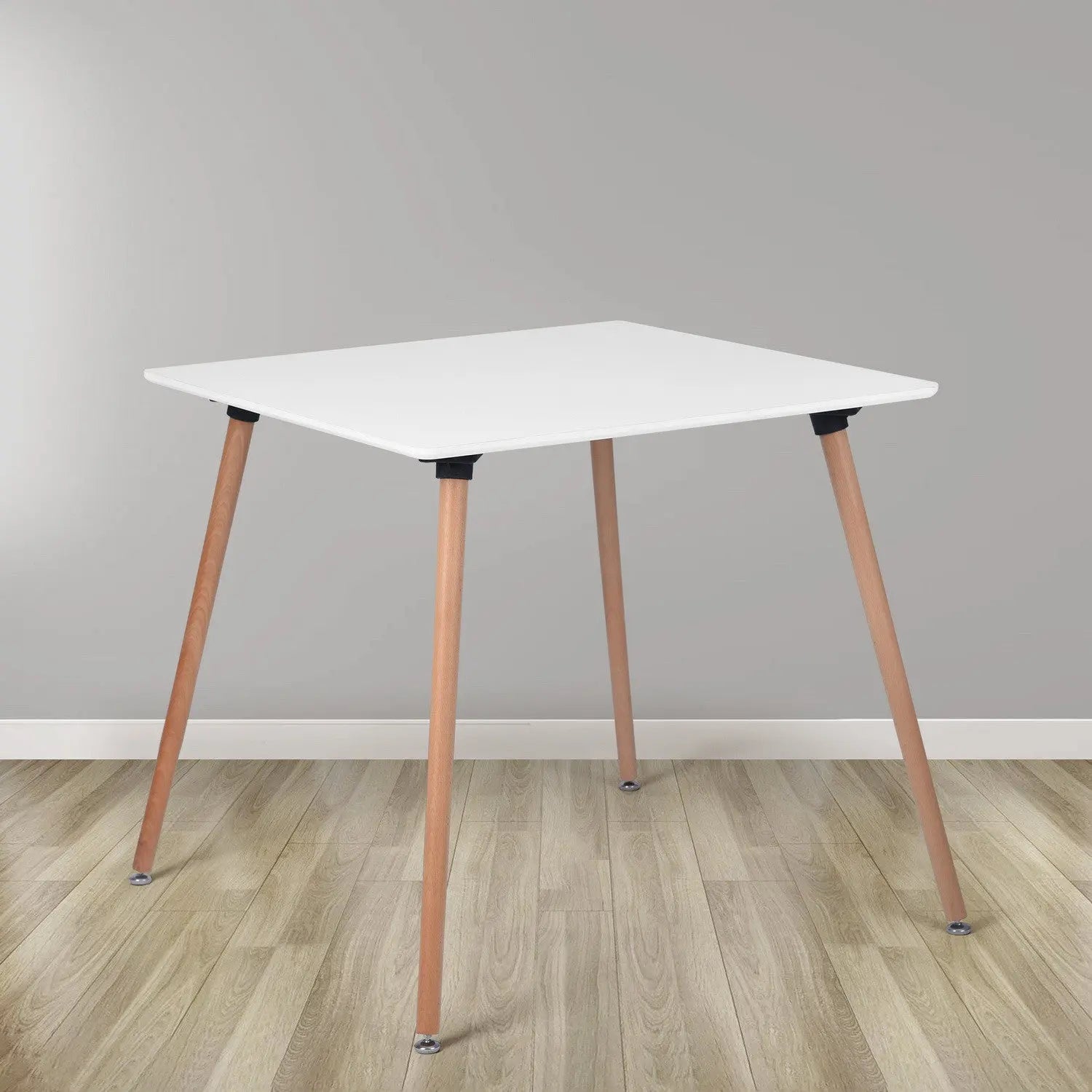 32" White and Natural Wood Square Dining Table Homeroots Kitchen & Dining