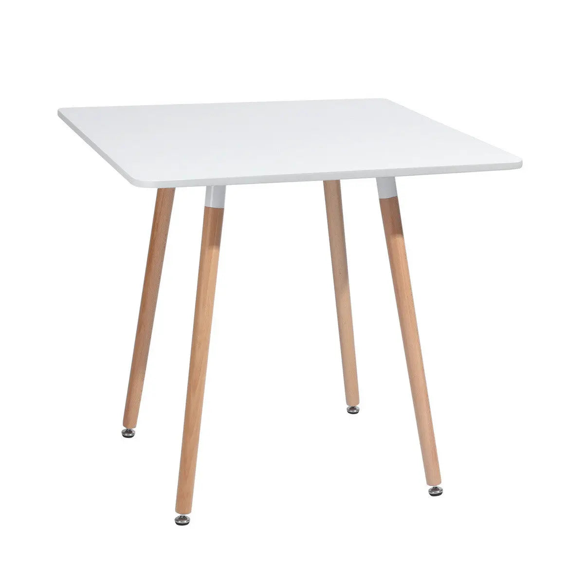 32" White and Natural Wood and Solid Wood Square Dining Table Homeroots Kitchen & Dining