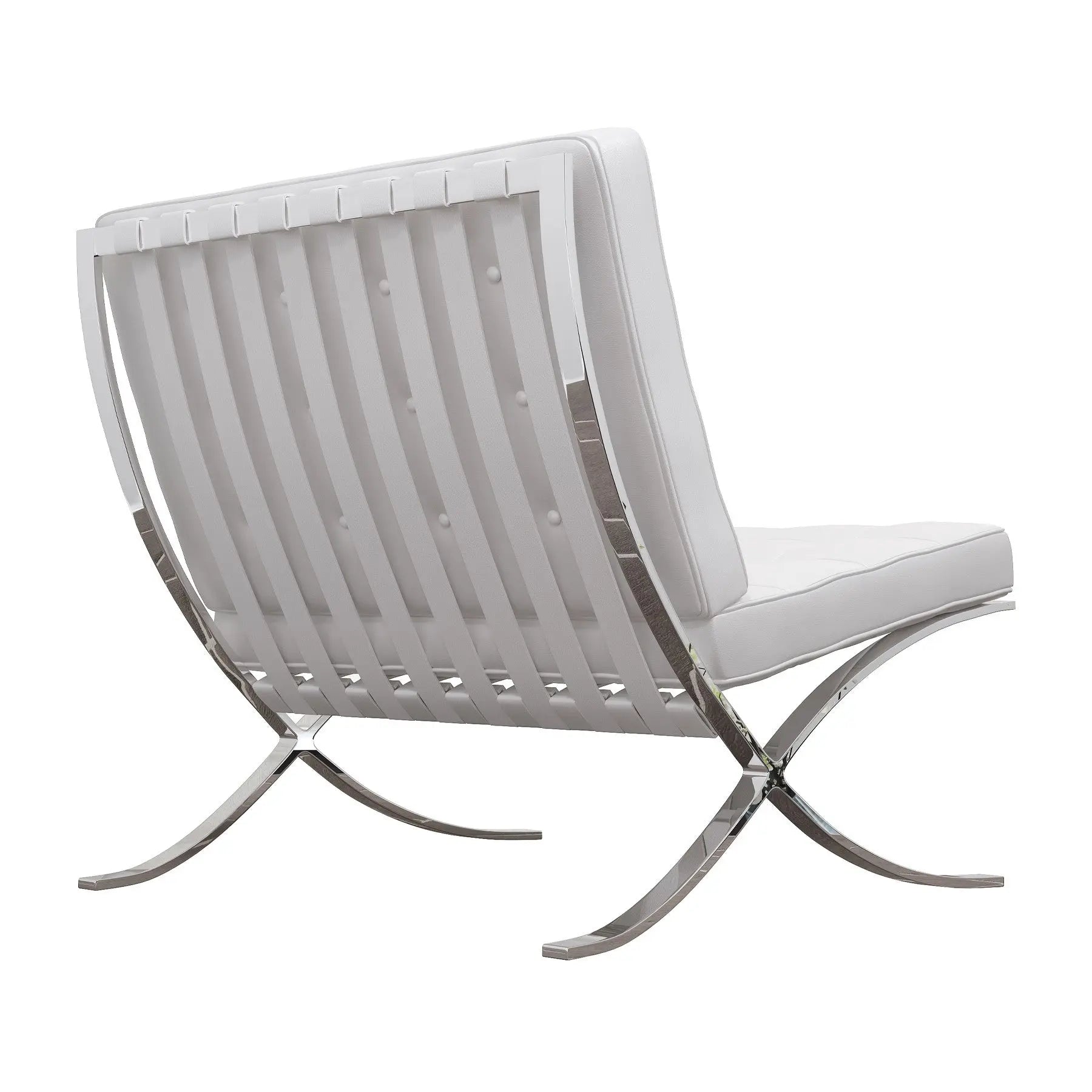 32" White and Silver Italian Leather Tufted Lounge Chair Homeroots Living Room