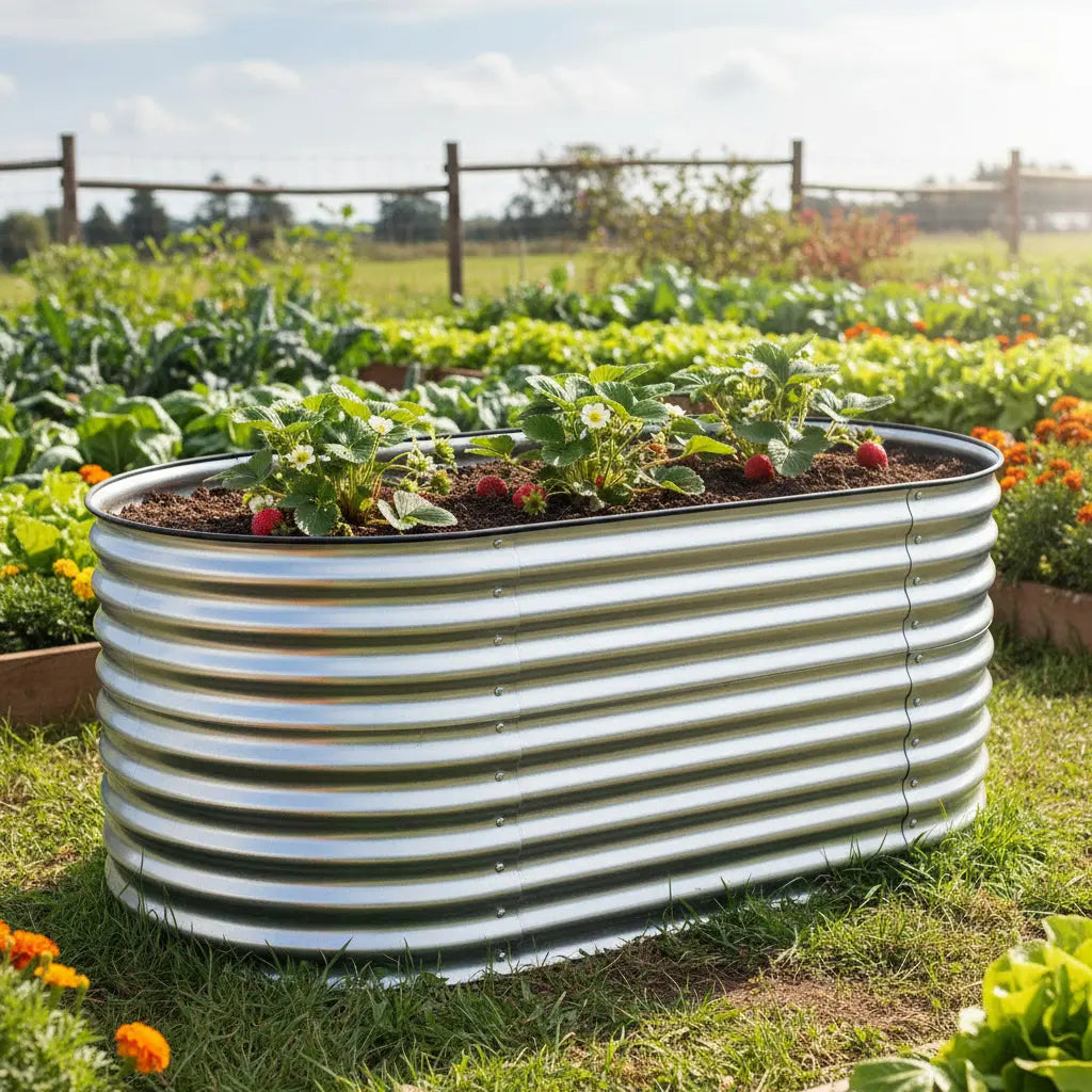 32" X 63" Silver Metal Oval Raised Garden Bed Homeroots Outdoor