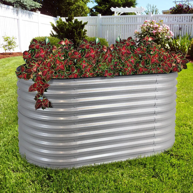 32" X 63" Silver Metal Oval Raised Garden Bed Homeroots Outdoor