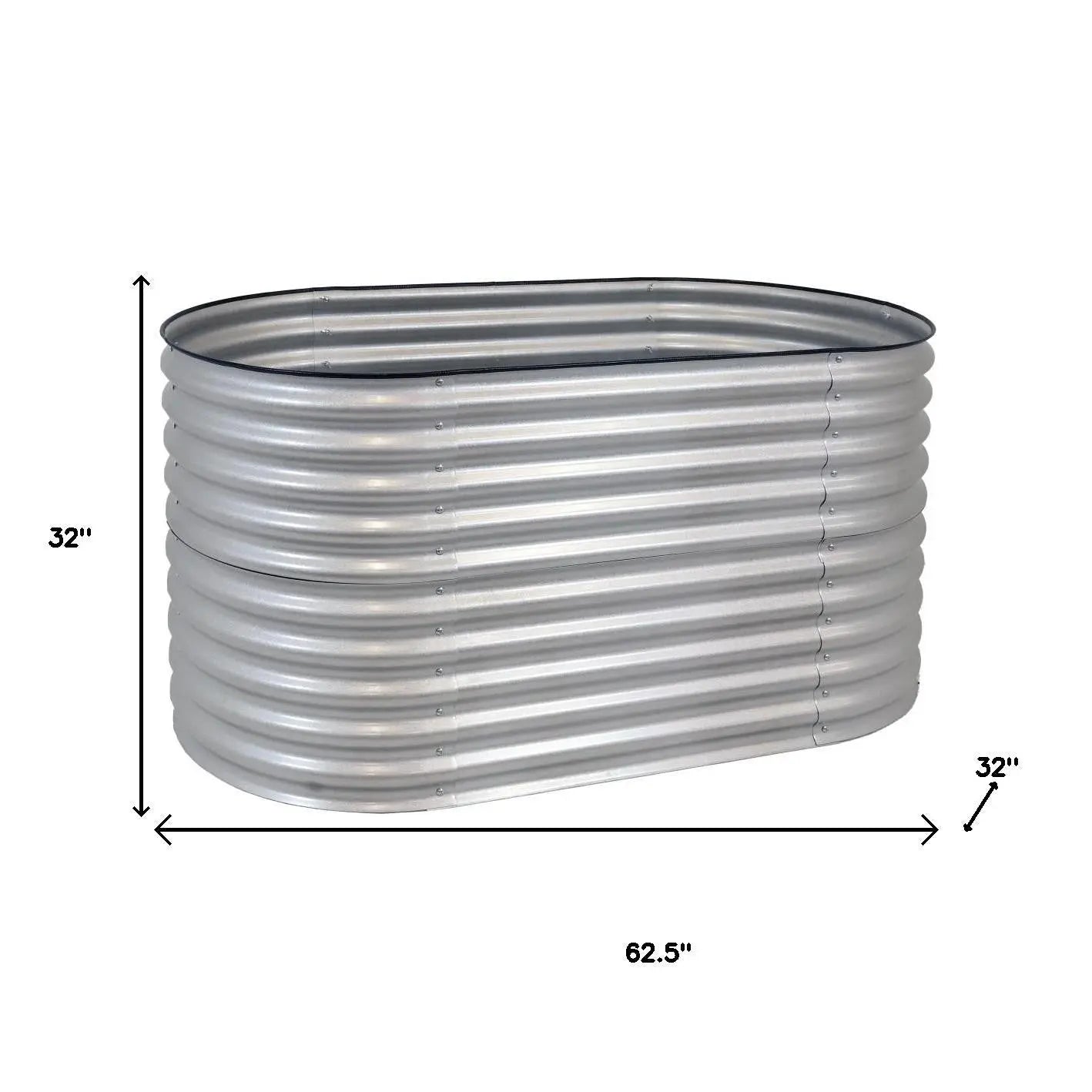 32" X 63" Silver Metal Oval Raised Garden Bed Homeroots Outdoor