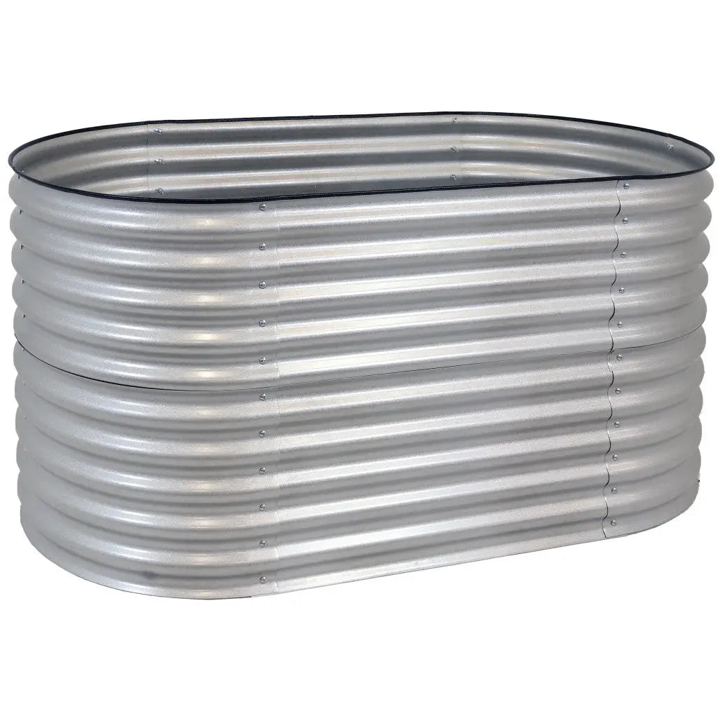 32" X 63" Silver Metal Oval Raised Garden Bed Homeroots Outdoor