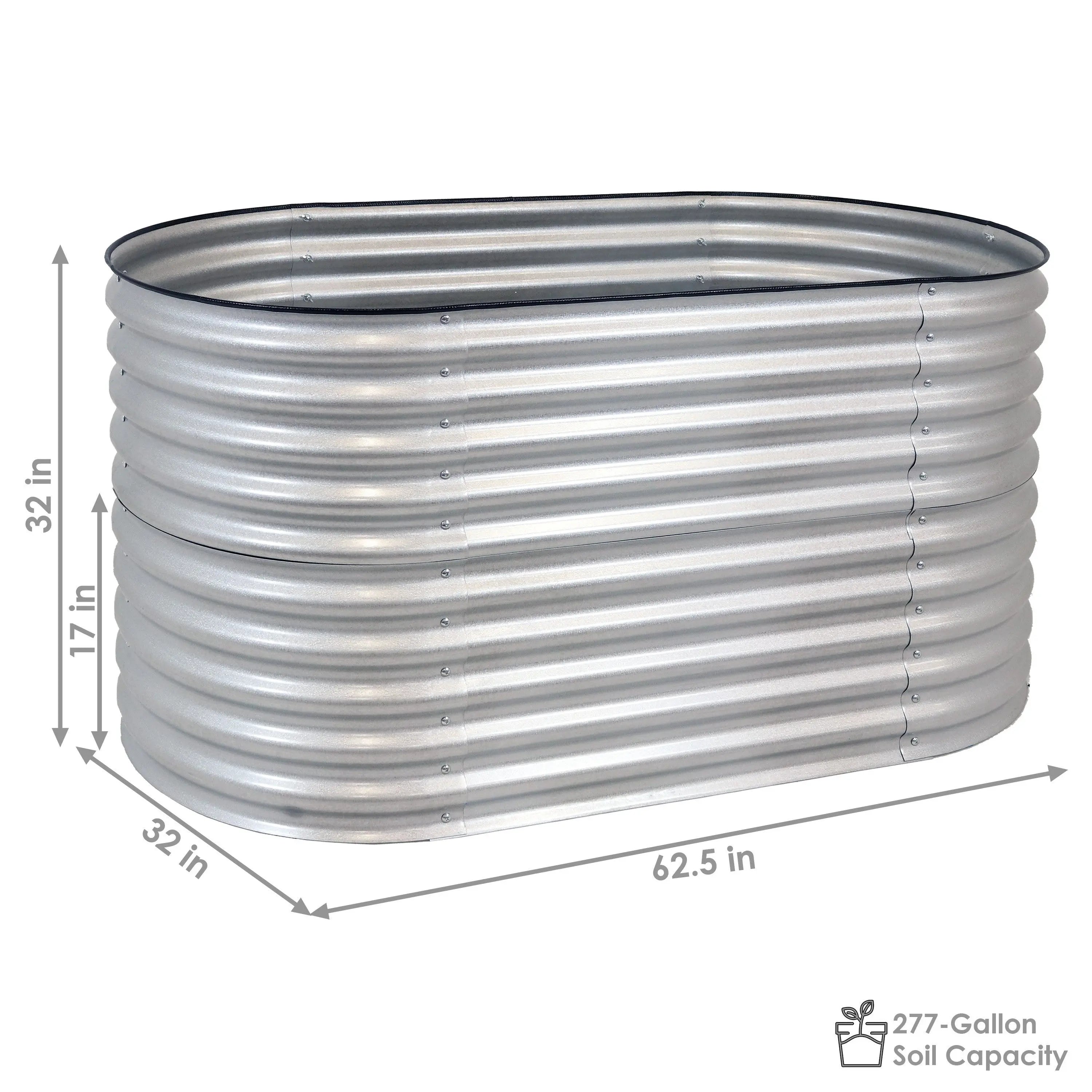 32" X 63" Silver Metal Oval Raised Garden Bed Homeroots Outdoor