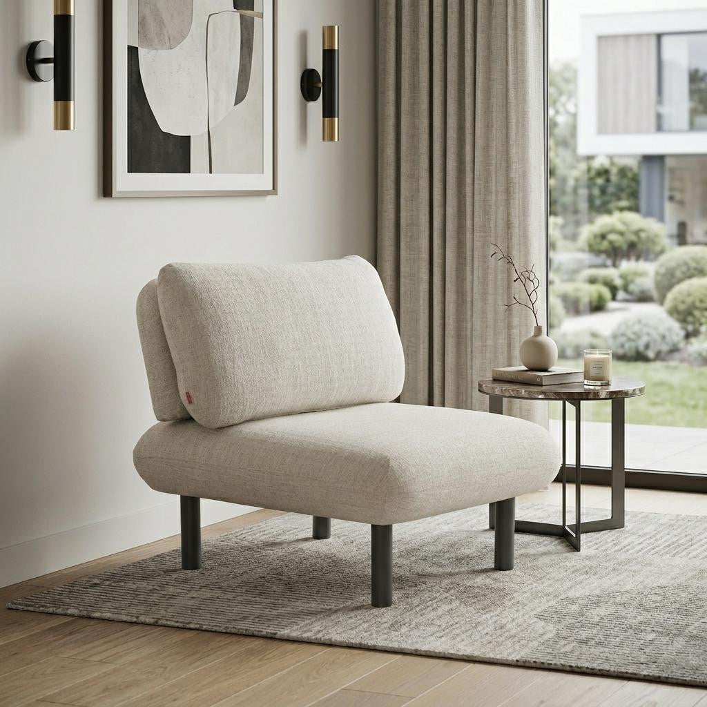 33" Beige and Black Fabric Side Chair Homeroots Living Room