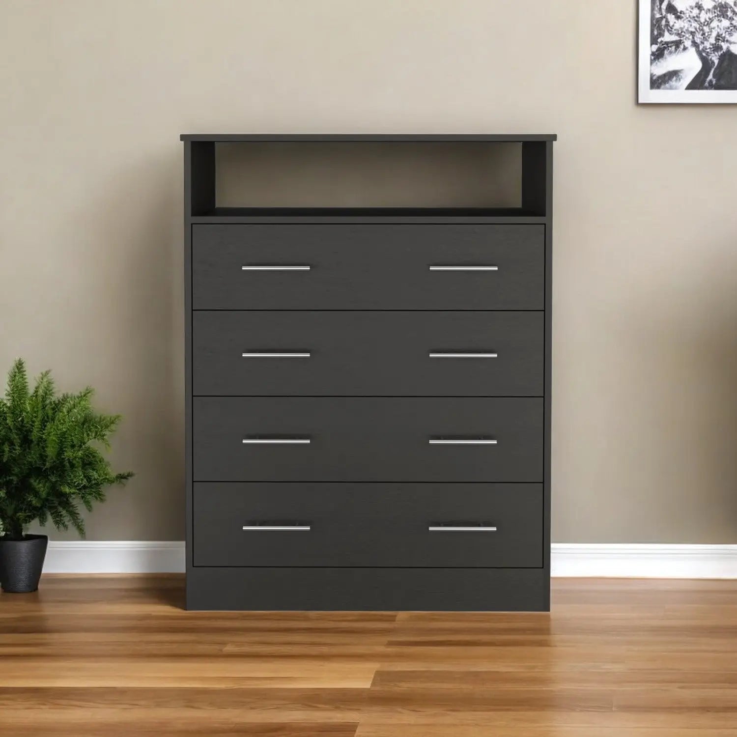 33" Black Four Drawer Dresser Homeroots Bed & Bath