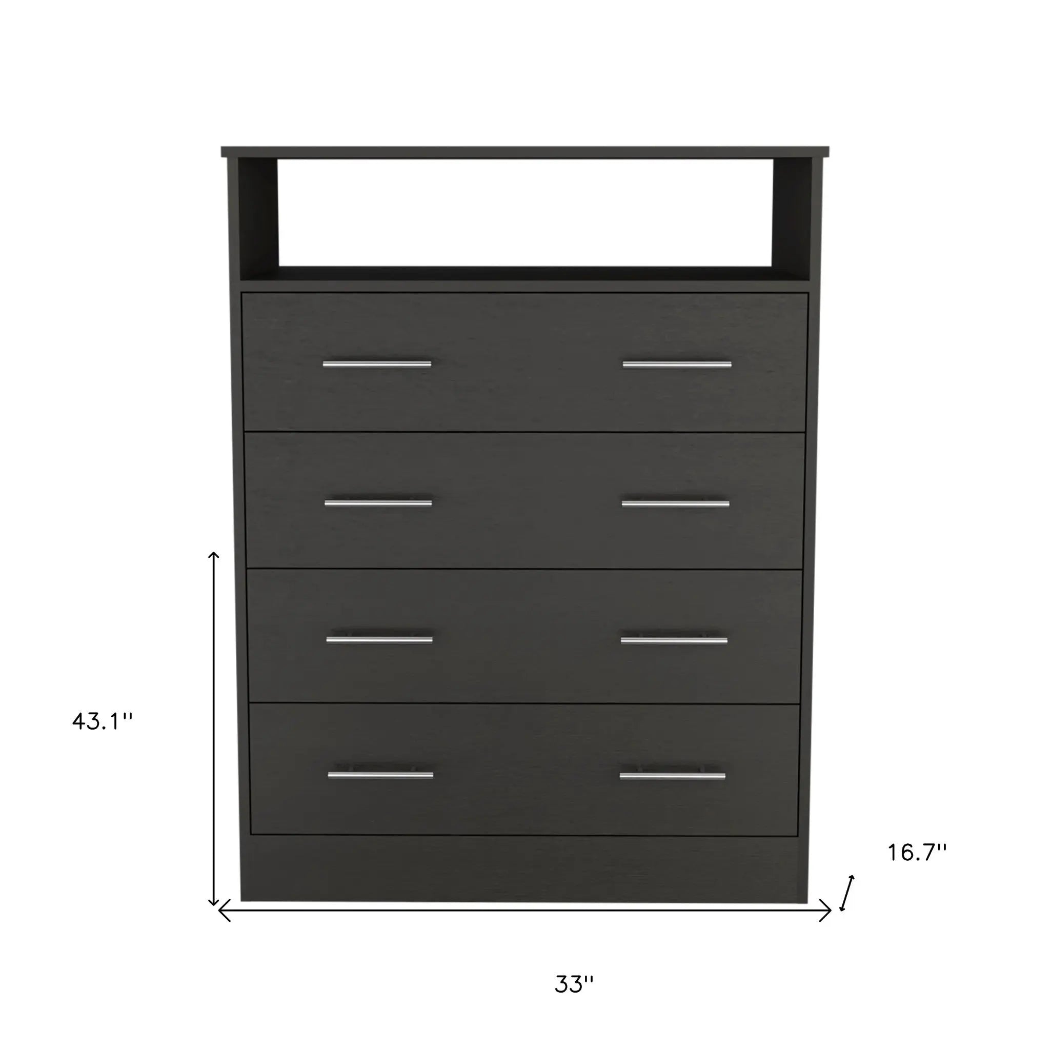 33" Black Four Drawer Dresser Homeroots Bed & Bath