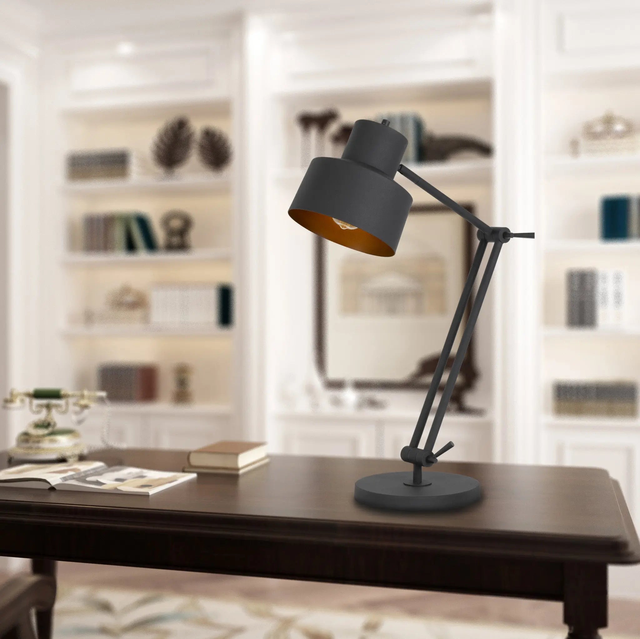 33" Black Metal Adjustable Desk Table Lamp - GreatEagleInc