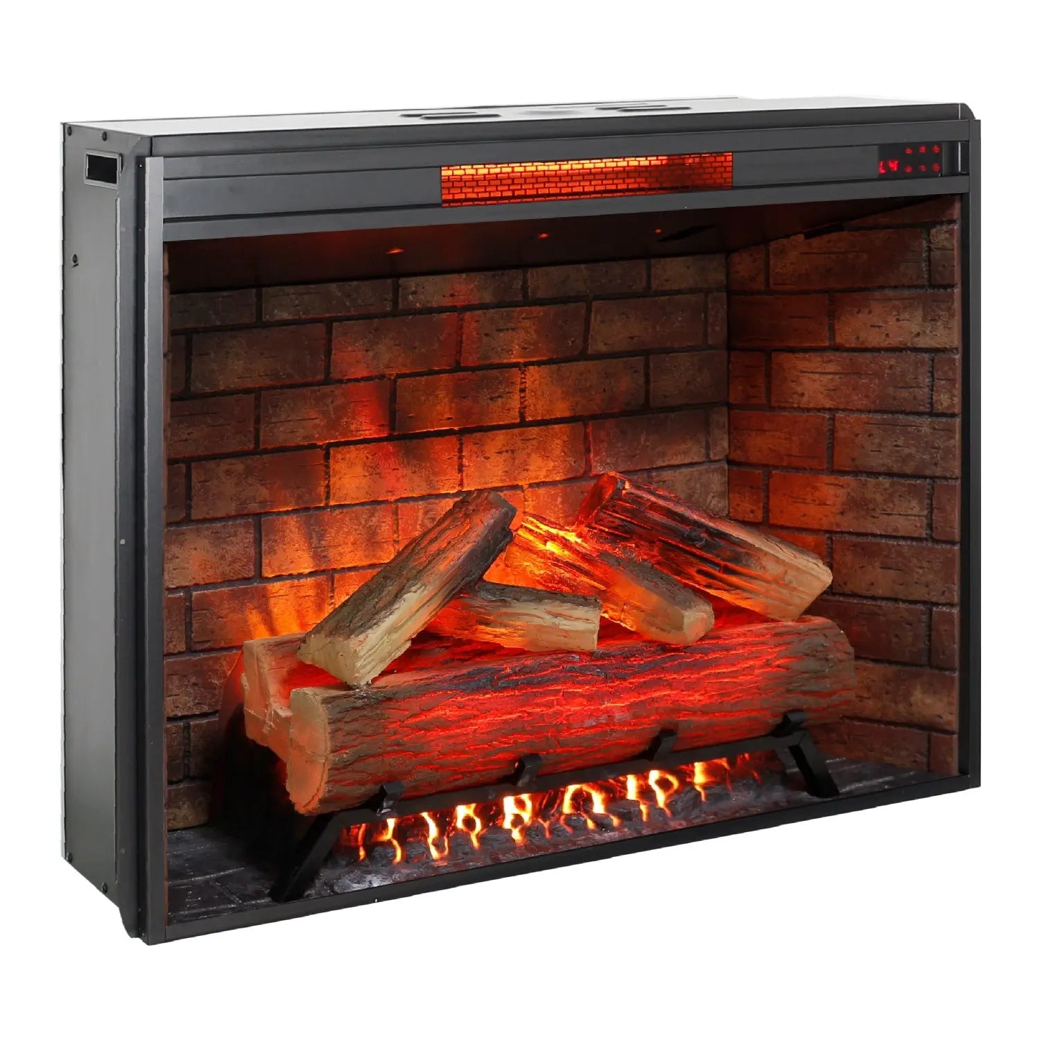 33" Black Metal Electric Fireplace Homeroots Home Decor
