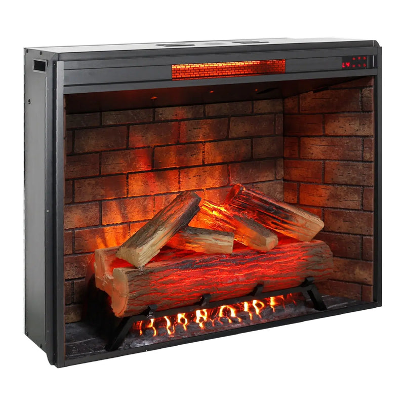 33" Black Metal Electric Fireplace Homeroots Home Decor