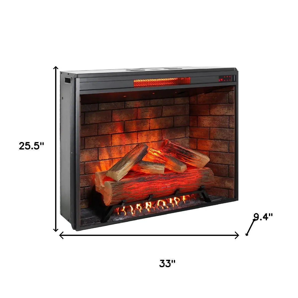 33" Black Metal Electric Fireplace Homeroots Home Decor