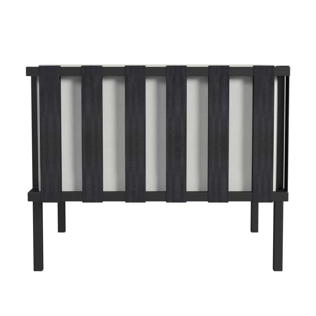 33" Black Metal Outdoor Arm Chair with Off White Cushion Homeroots Outdoor