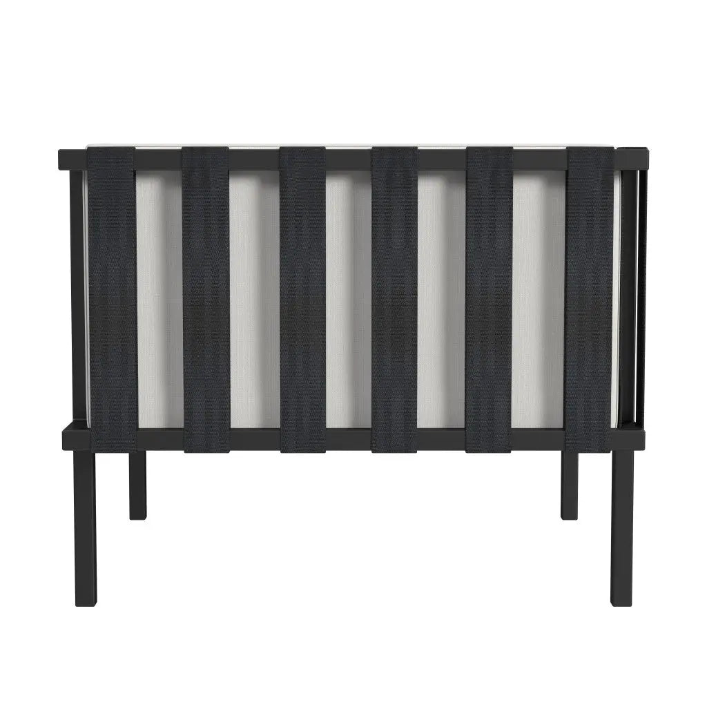 33" Black Metal Outdoor Arm Chair with Off White Cushion Homeroots Outdoor