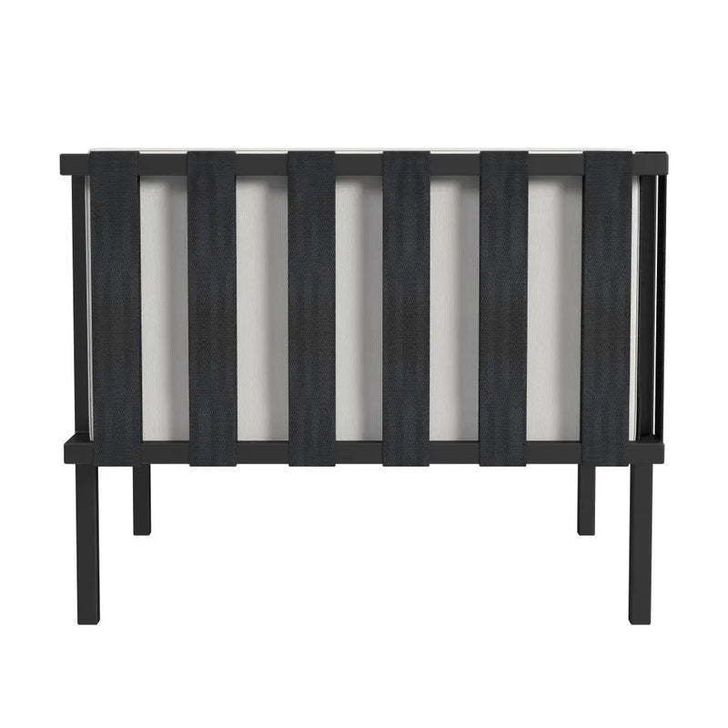 33" Black Metal Outdoor Arm Chair with Off White Cushion Homeroots Outdoor