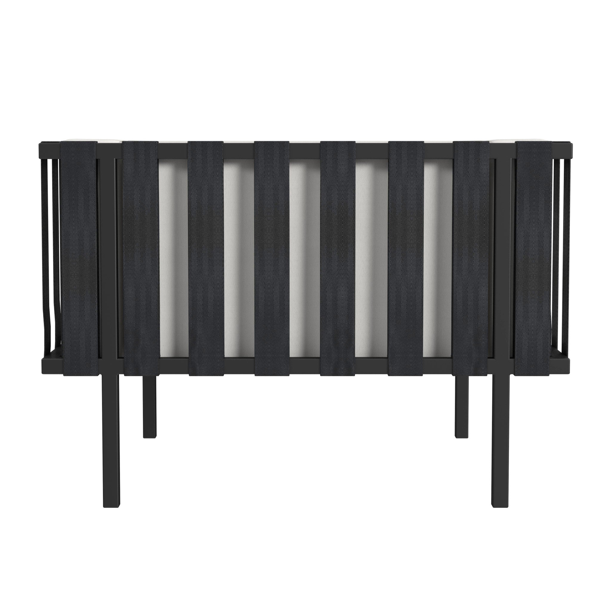 33" Black Metal Outdoor Arm Chair with Off White Cushion Homeroots Outdoor