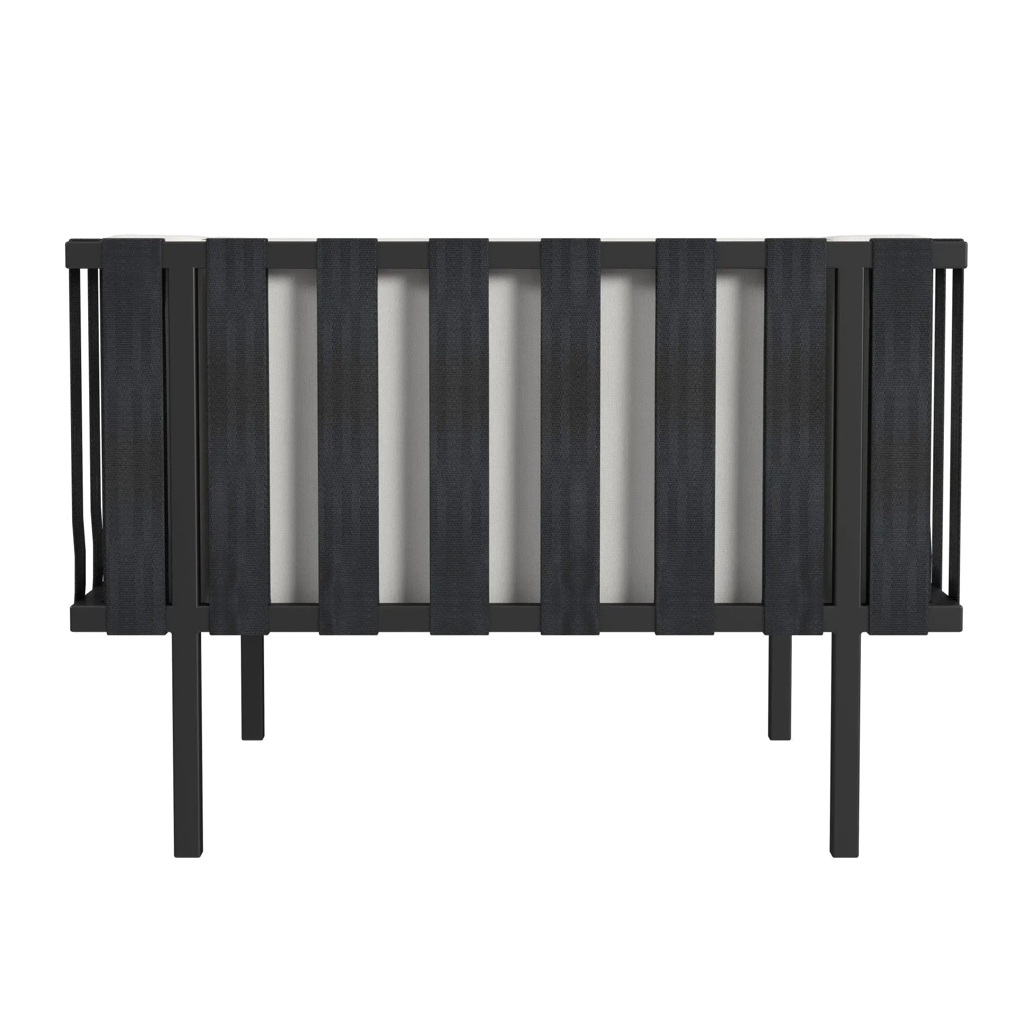 33" Black Metal Outdoor Arm Chair with Off White Cushion Homeroots Outdoor