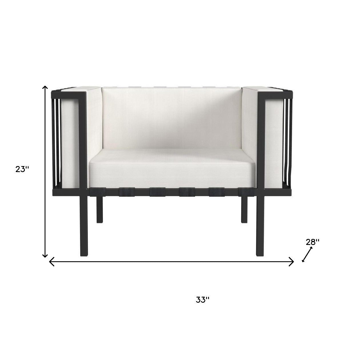 33" Black Metal Outdoor Arm Chair with Off White Cushion Homeroots Outdoor