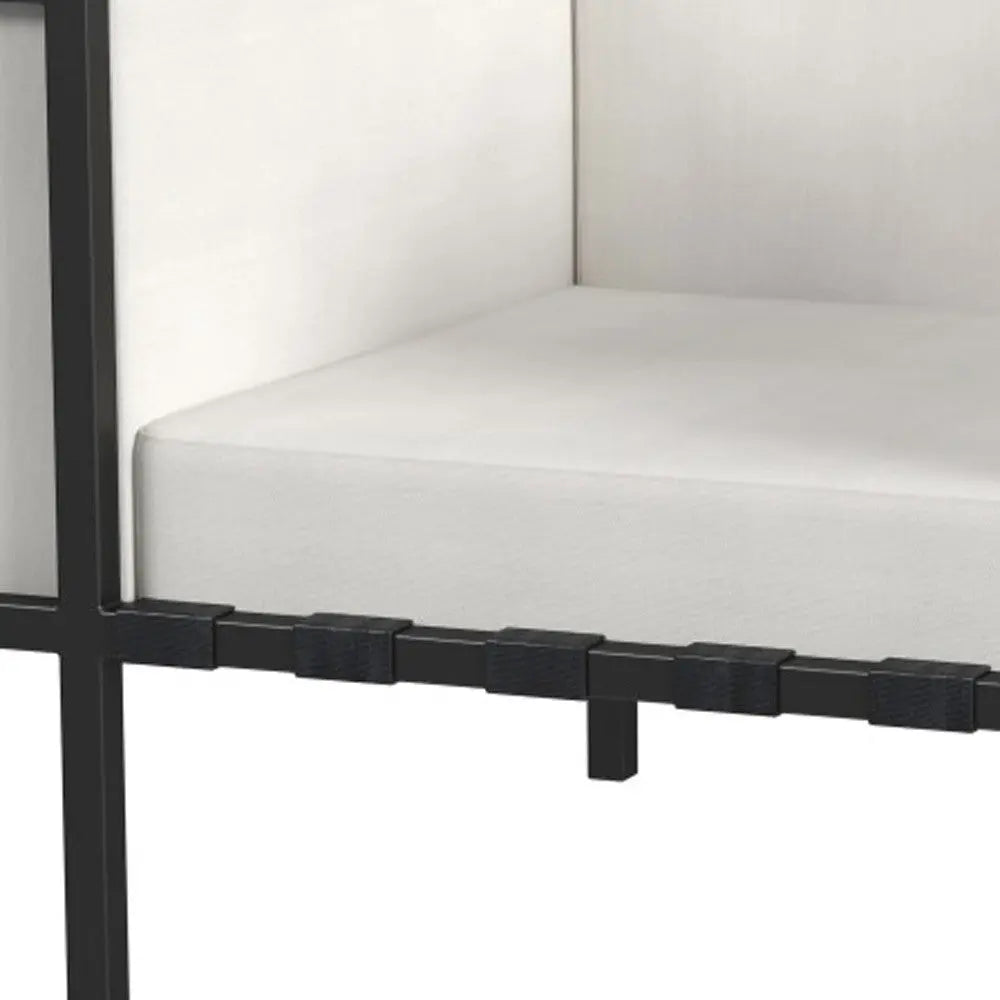 33" Black Metal Outdoor Arm Chair with Off White Cushion Homeroots Outdoor