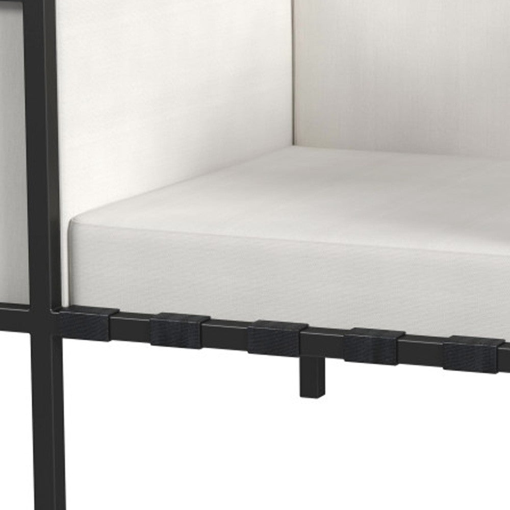 33" Black Metal Outdoor Arm Chair with Off White Cushion Homeroots Outdoor