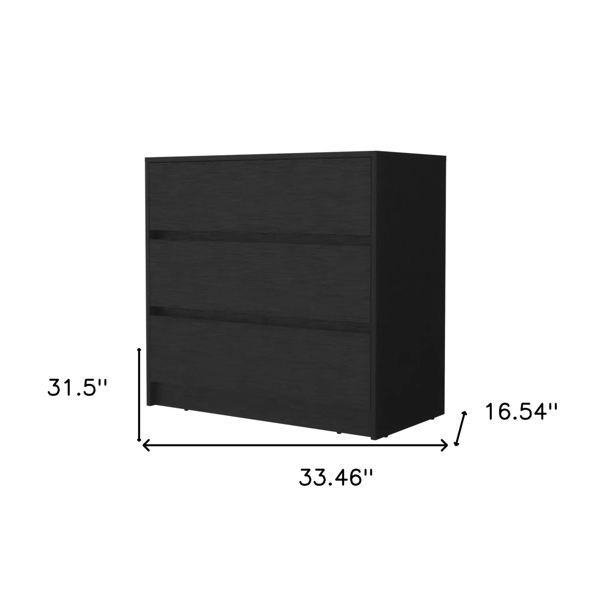 33" Black Three Drawer Dresser Homeroots Bed & Bath