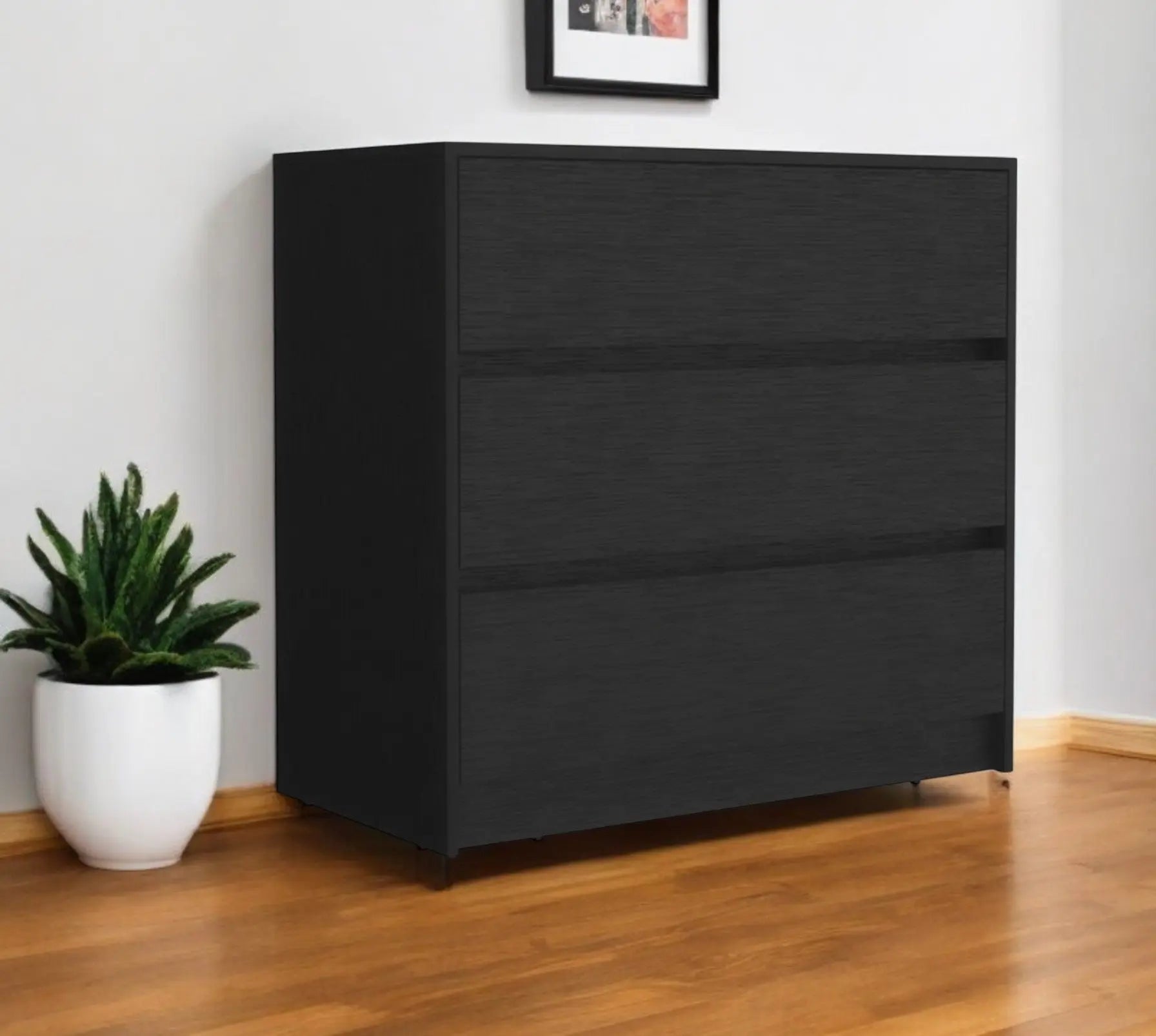 33" Black Three Drawer Dresser Homeroots Bed & Bath