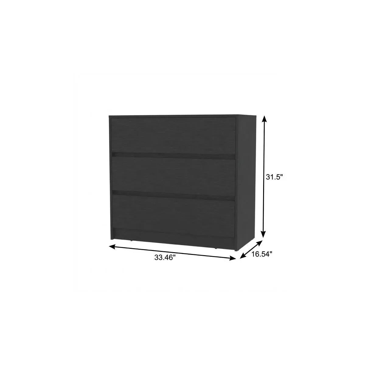 33" Black Three Drawer Dresser Homeroots Bed & Bath