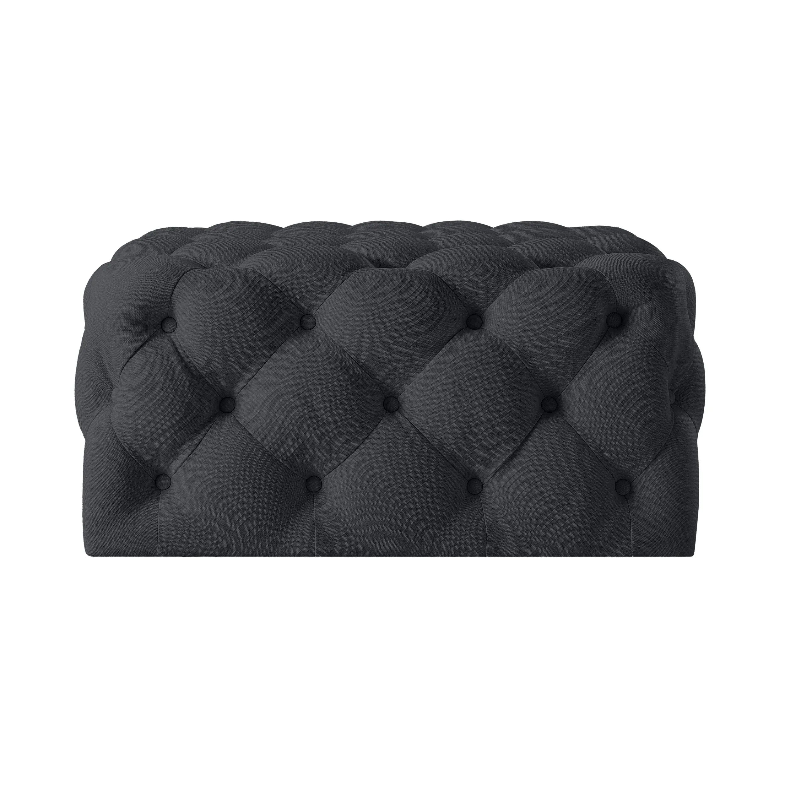 33" Black Velvet Rolling Tufted Cocktail Ottoman Homeroots Living Room