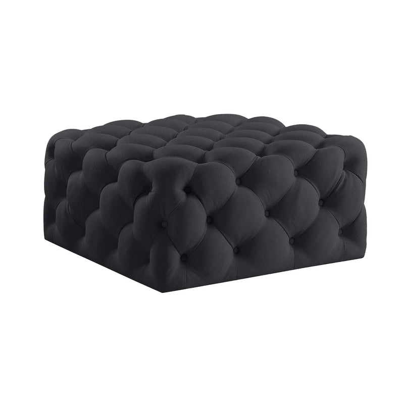33" Black Velvet Rolling Tufted Cocktail Ottoman Homeroots Living Room